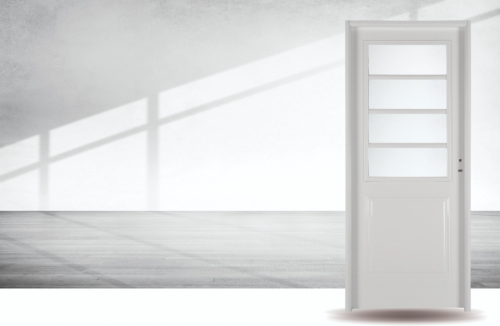 19-Florencia 1 2 vidrio Puerta exterior de acero modelo Florencia 1/2 reja con triple contacto