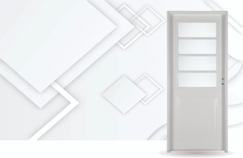 29 florencia 1 2 vidrio blanca Puerta exterior de acero modelo Florencia 1/2 reja con triple contacto y vidrio