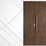 Puerta exterior de acero caoba modelo 49 Lisa Ciega con triple contacto