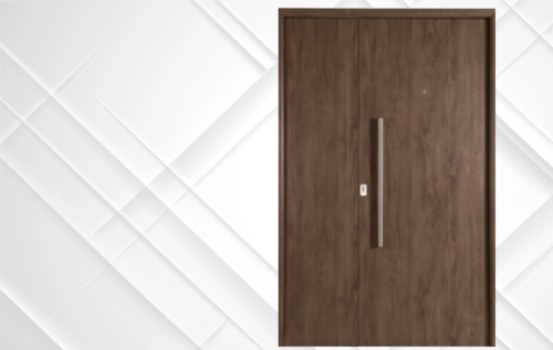 49-lisa-ciega-caoba Puerta exterior de acero caoba modelo 49 Lisa Ciega con triple contacto