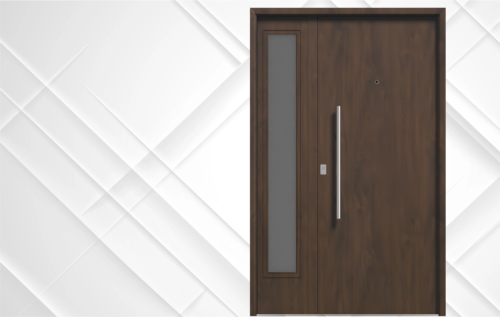 49-lisa-pf-caoba Puerta exterior de acero caoba modelo 49 Lisa con postigo fijo