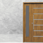 Puerta exterior de acero roble con postigo fijo modelo 50 Verona Pavir