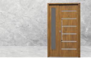 Puerta exterior de acero roble con postigo fijo modelo 50 Verona Pavir