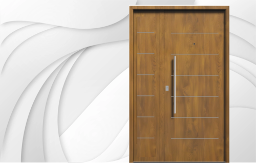 56-imperia-ciega-roble Puerta exterior de acero roble ciega modelo 56 Imperia Pavir con triple contacto