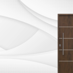 Puerta exterior de acero caoba modelo 71 Futura con triple contacto antibarreta