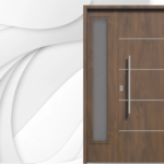 Puerta exterior de acero caoba con postigo fijo modelo 71 Futura Pavir