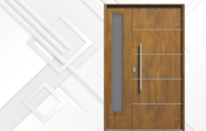 Puerta exterior de acero roble con postigo fijo modelo 71 Futura Pavir