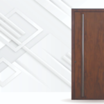 Puerta exterior de acero caoba pivotante modelo Premium