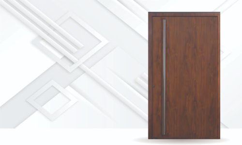 caoba Puerta exterior de acero caoba pivotante modelo Premium