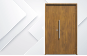 Puerta exterior de acero roble modelo 49 Lisa ciega con triple contacto