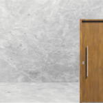 Puerta exterior de acero roble modelo 49 Lisa con triple contacto antibarreta