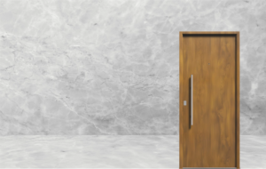 Puerta exterior de acero roble modelo 49 Lisa con triple contacto antibarreta