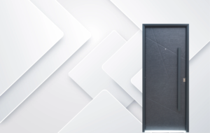 Puerta exterior de acero texturada con líneas decorativas modelo 49 Lisa