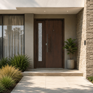 Puerta Exterior Antibarreta | 49 Lisa Caoba con Postigo Fijo - Imagen 6