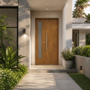 Puerta Exterior Antibarreta | 49 Lisa Roble con Postigo Fijo - Imagen 6