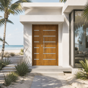 Puerta Exterior Antibarreta | 50 Verona Roble con Postigo Fijo - Imagen 5