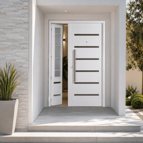 Puerta Exterior de Chapa Pavir 50 Verona Postigo de Abrir Blanca