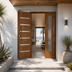 Puerta Exterior Antibarreta | 50 Verona Roble con Postigo Fijo - Imagen 4