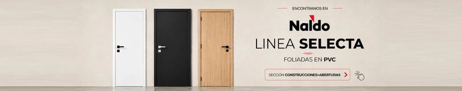 Puertas interiores línea Selecta foliadas en PVC disponibles en Naldo - Sadartsa
