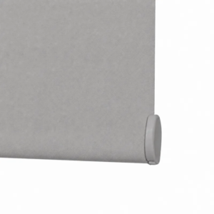 Cortina roller blackout gris — detalle del barral inferior
