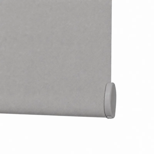 Cortina roller blackout gris — detalle del barral inferior