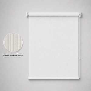 Cortina roller sunscreen blanca 100x110 — vista de frente