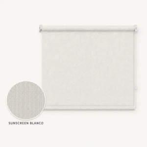 Cortina roller sunscreen blanca 100x90 — vista de frente