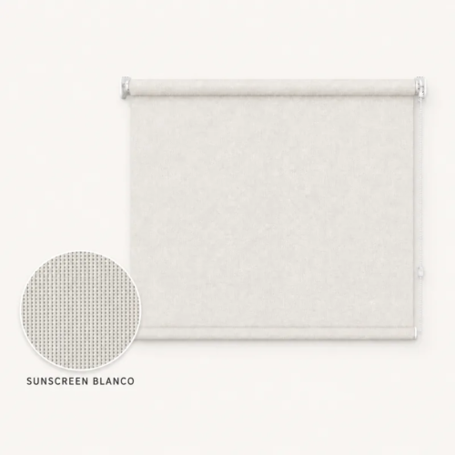 Cortina roller sunscreen blanca 100x90 — vista de frente