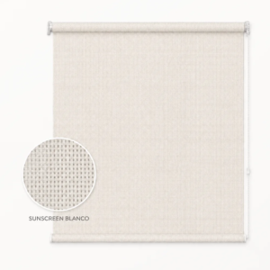 Cortina roller sunscreen blanca 120x150 — vista de frente