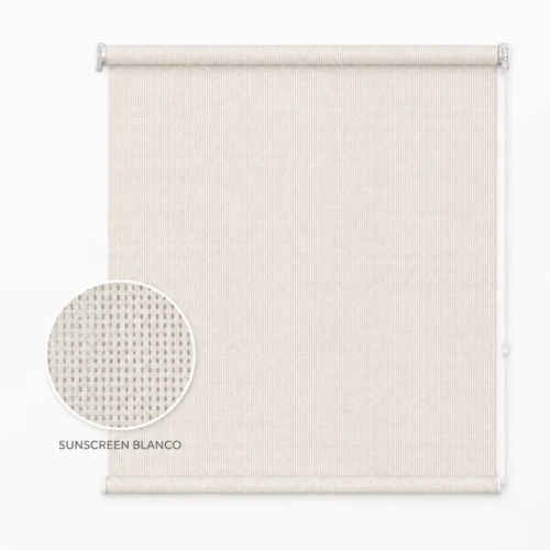 Cortina roller sunscreen blanca 120x150 — vista de frente