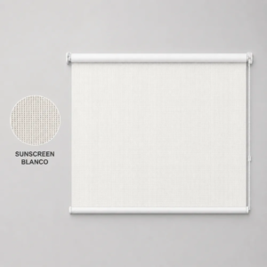 Cortina roller sunscreen blanca 150x110 — vista de frente