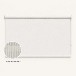 Cortina roller sunscreen blanca 150x90 — vista de frente