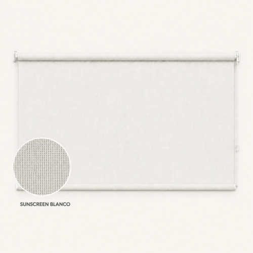 Cortina roller sunscreen blanca 150x90 — vista de frente