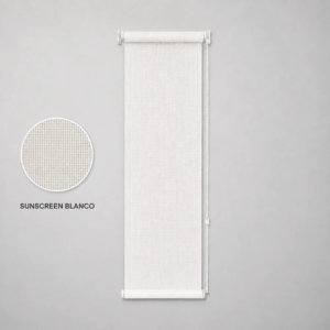 Cortina roller sunscreen blanca 30x110 — vista de frente