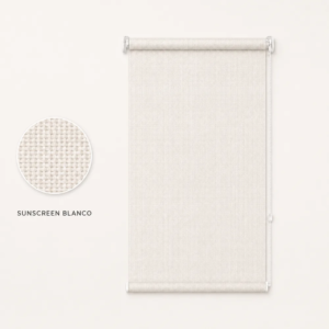 Cortina roller sunscreen blanca 50x150 — vista de frente