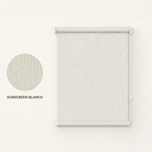 Cortina roller sunscreen blanca 50x90 — vista de frente