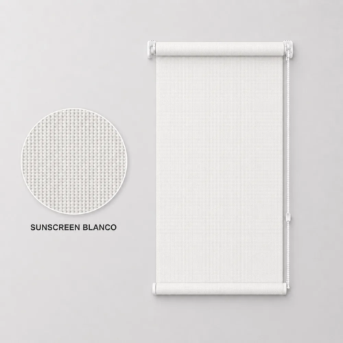 Cortina roller sunscreen blanca 60x110 — vista de frente