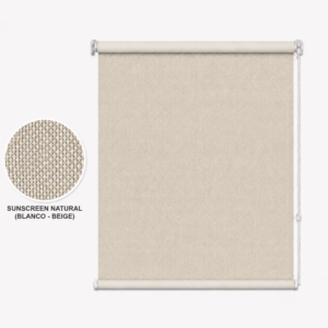 Cortina roller sunscreen natural 100x110 — vista de frente