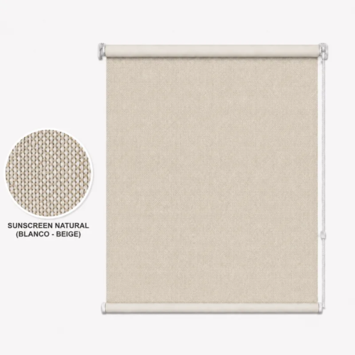Cortina roller sunscreen natural 100x110 — vista de frente