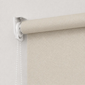 Cortina roller sunscreen natural — detalle del soporte y la cadena