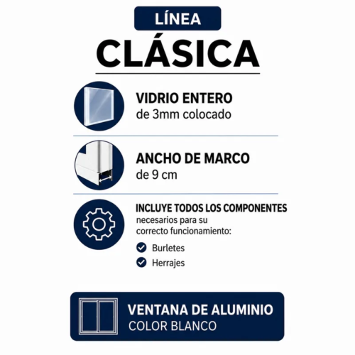Ventana con brazo de empuje Aluminio Blanco Nexo Clásica — detalle del producto