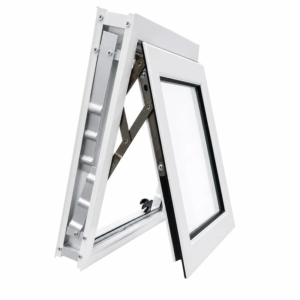 Ventana con brazo de empuje Aluminio Blanco Nexo Moderna — con la hoja abierta (2)