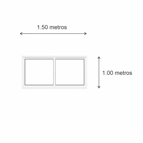 Ventana corrediza Aluminio Blanco Nexo Clásica 150x100 — diagrama con las medidas 150 × 100 cm