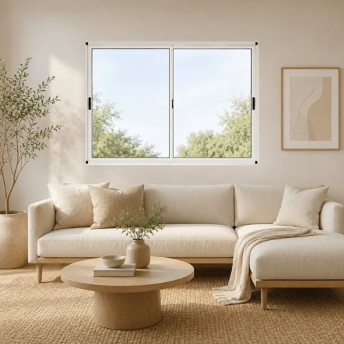 Ventana corrediza Aluminio Blanco Nexo Moderna — instalada en un ambiente (4)