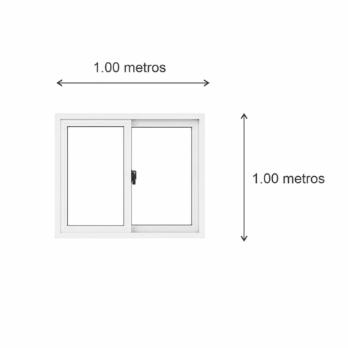Ventana corrediza PVC Blanco DVH Nexo Confort 100x100 — diagrama con las medidas 100 × 100 cm