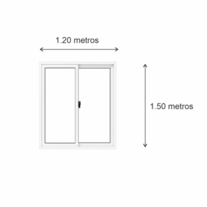 Ventana corrediza PVC Blanco DVH Nexo Confort 120x150 — diagrama con las medidas 120 × 150 cm