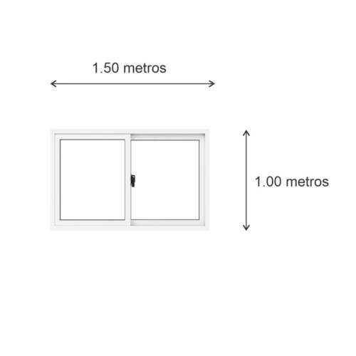 Ventana corrediza PVC Blanco DVH Nexo Confort 150x100 — diagrama con las medidas 150 × 100 cm