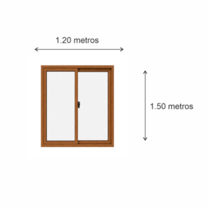 Ventana corrediza PVC Roble DVH Nexo Confort 120x150 — diagrama con las medidas 120 × 150 cm