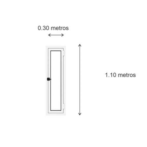 Ventana de abrir Aluminio Blanco Nexo Clásica 30x110 — diagrama con las medidas 30 × 110 cm