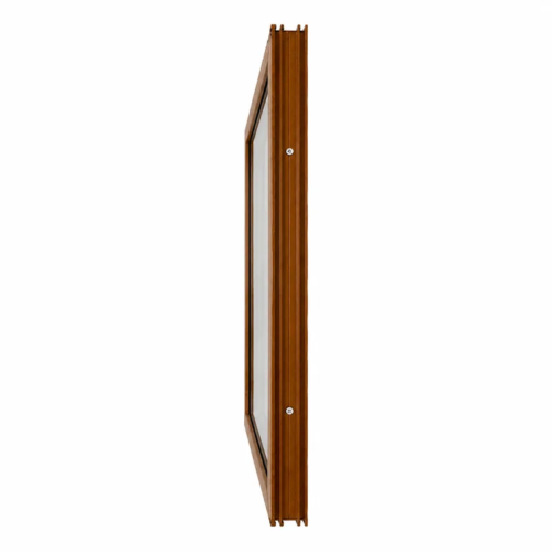 Ventana Paño Fijo PVC Roble DVH Nexo Confort — vista en perspectiva